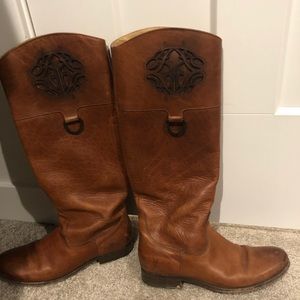 Frye Melissa Logo Leather Riding Boots 76435